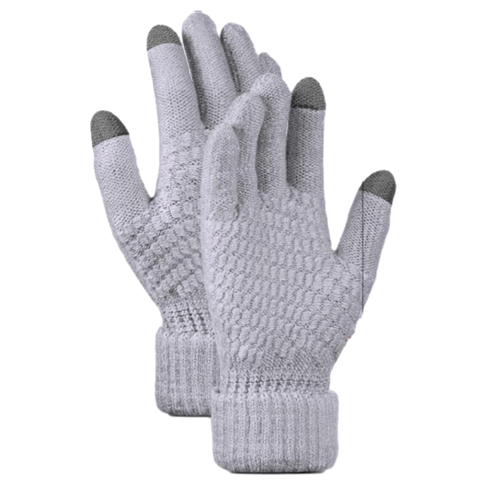 Pair of Winter Thermal Warm Gloves Touchscreen Sports Knit Gloves Grey