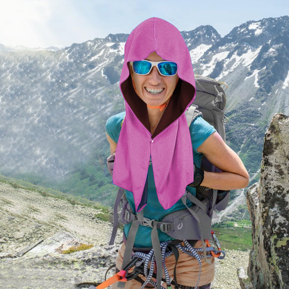 Cooling Hoodie Towel Neck Wrag Sport Cooling Towel for Workout Camping Cycling Rose Red