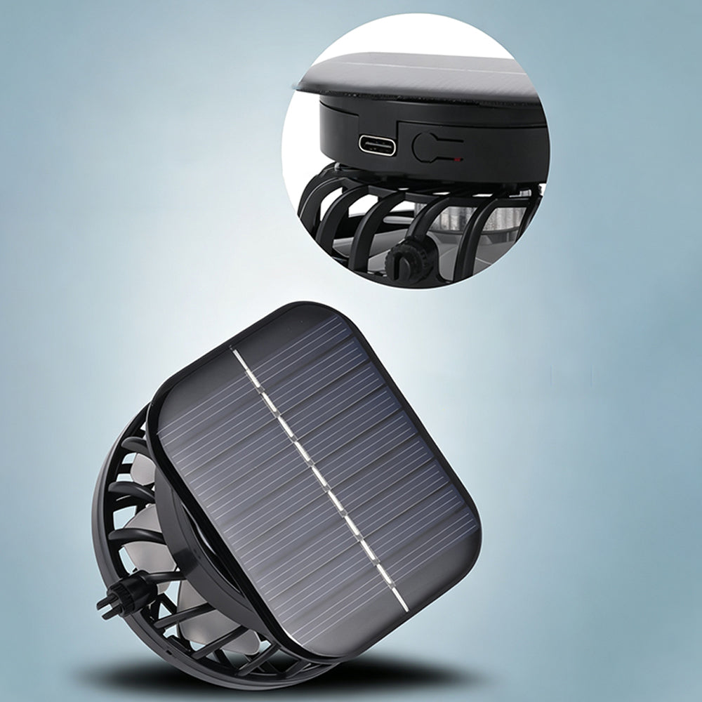 Solar Fan Hat with 3 Fans and USB Charging Cooling Hat - Black