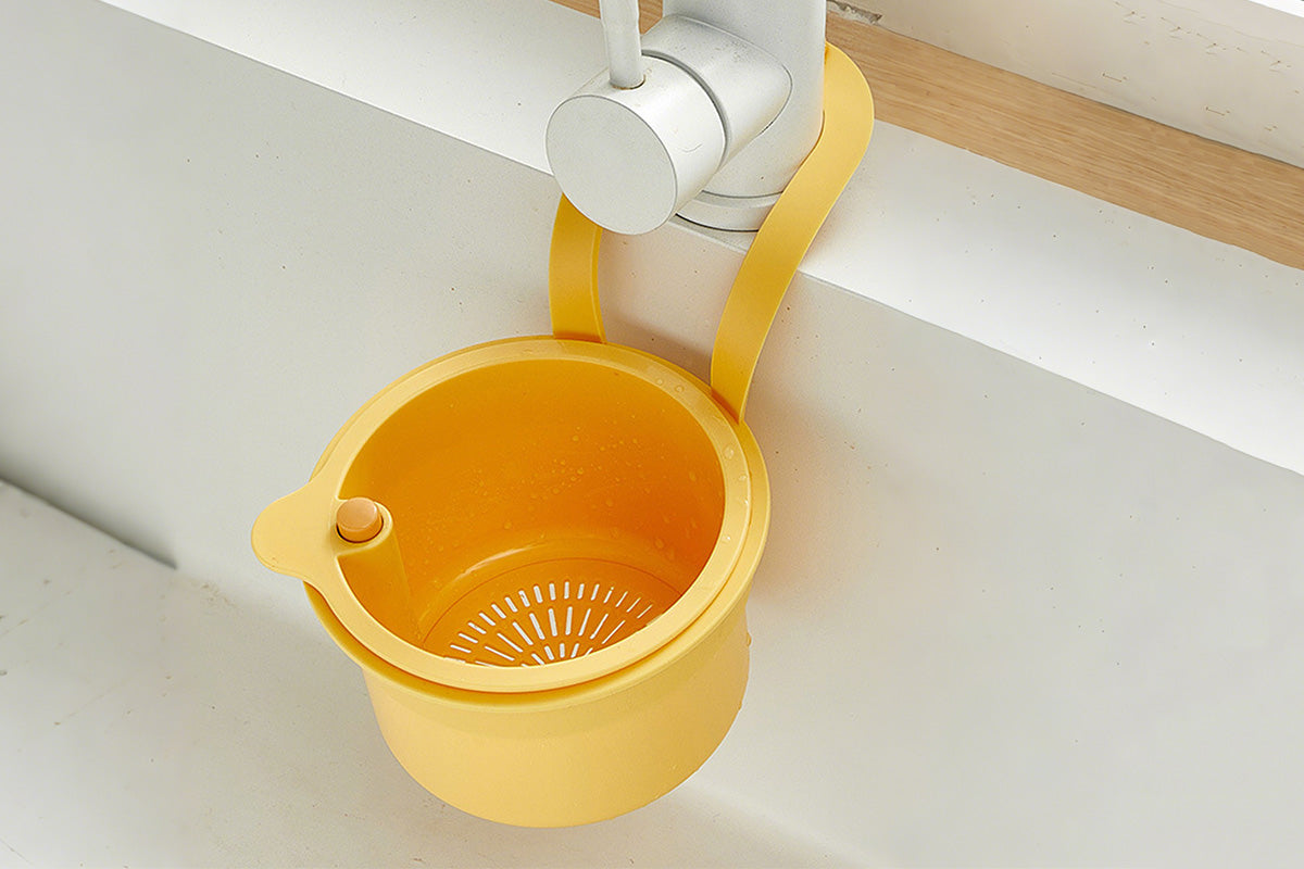 Sink Strainer Basket Faucet Hanging Kitchen Sink Stopper for Fruit Vegetable-Yellow
