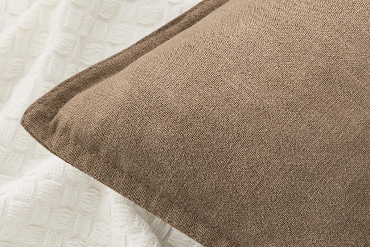 2Pcs Linen Plain Solid Colour Cushion Cover Decorative Pillow Case-Coffee