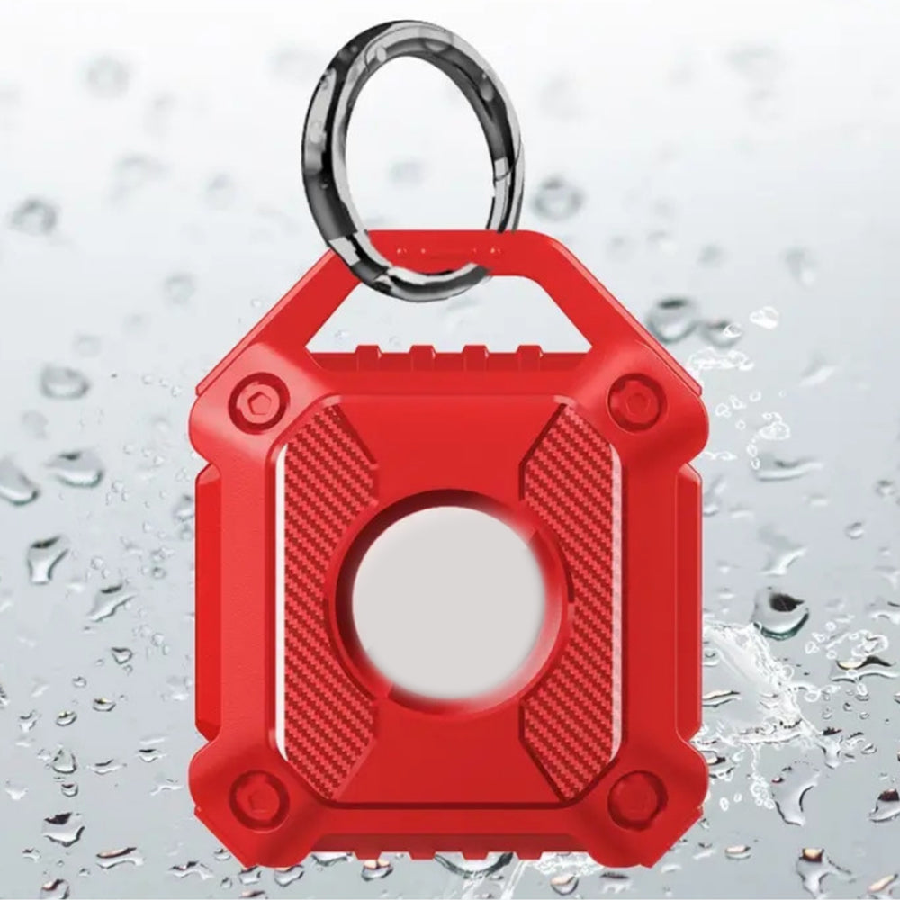 2Pcs For Apple AirTag Protective Case Water-Resistant TPU Full Cover with Key Ring Red
