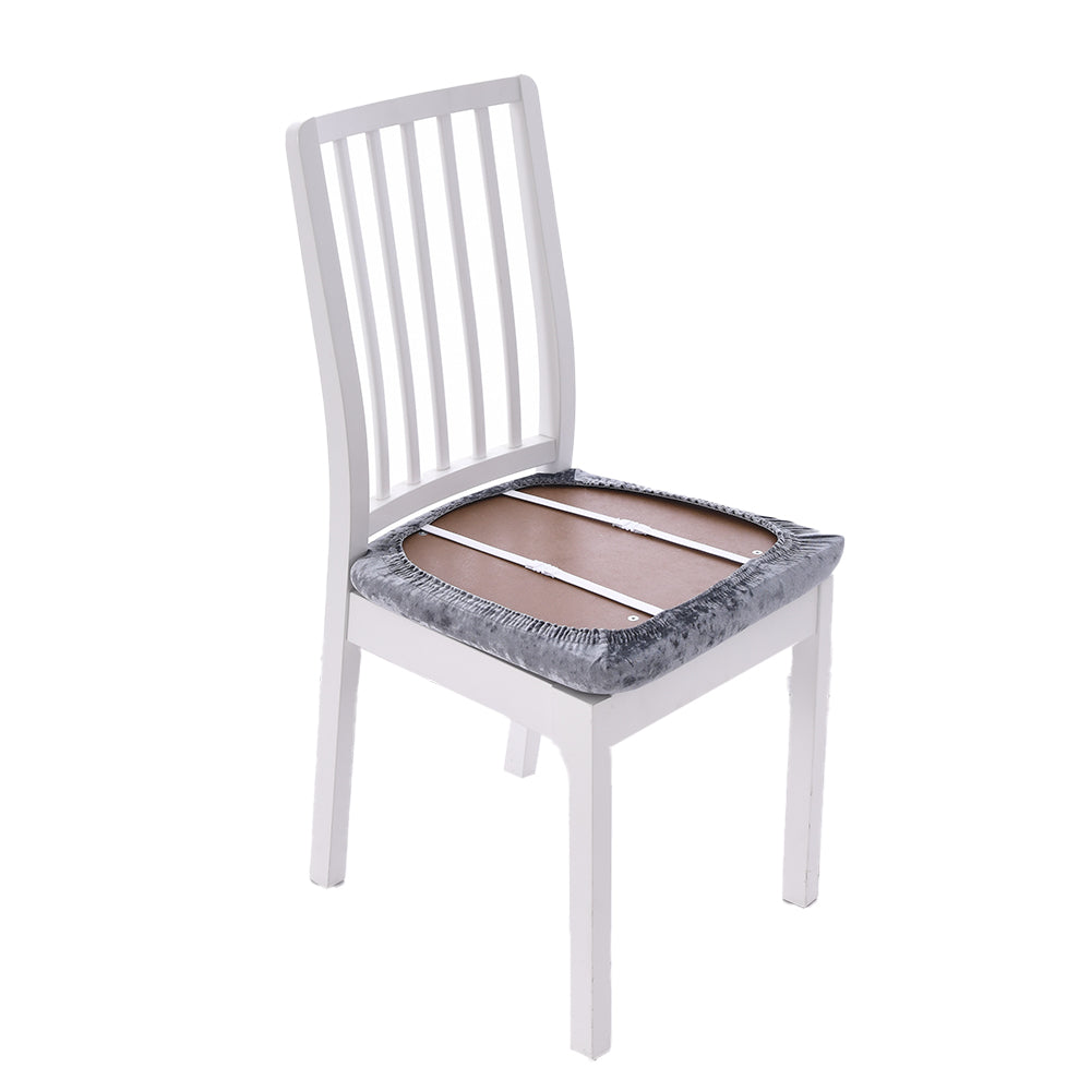 2Pcs Velvet Dining Chair Seat Covers Stretch Chair Seat Cushion Cover -Grey