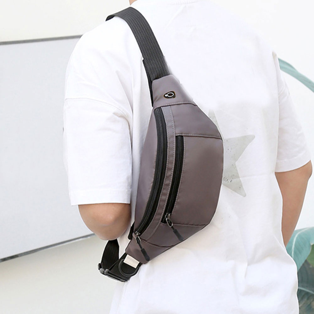 Unisex Waist Fanny Pack Multi-Pockets Running Bum Bag Gray