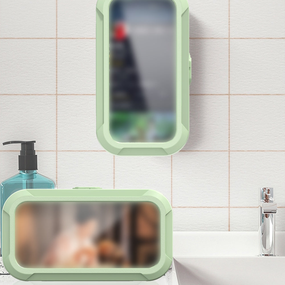 Telescopic Touchable Shower Phone Case Waterproof Shower Phone Holder Anti-Fog Phone Mount Box Green