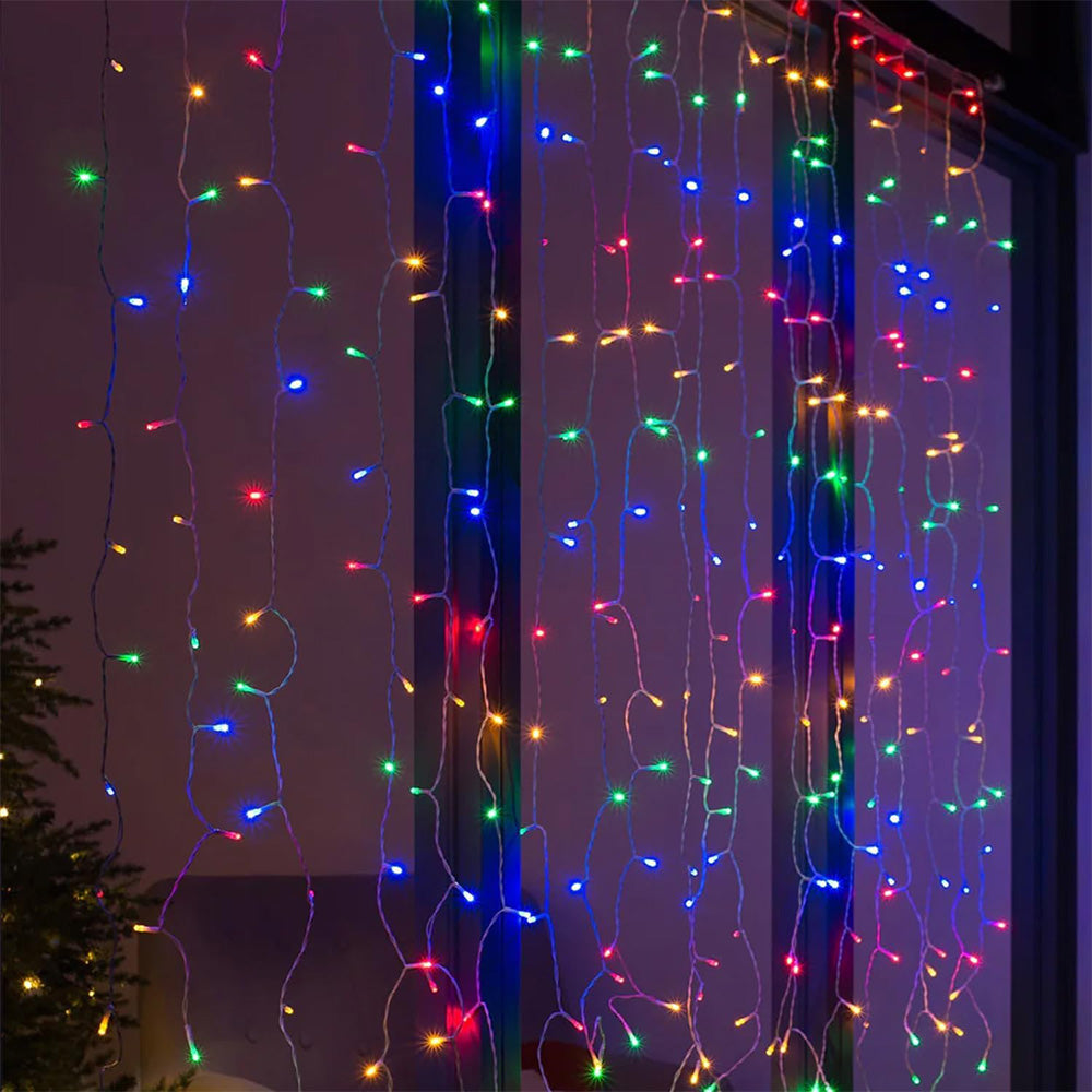 Solar Fairy Curtain Lights ¨C Christmas Hanging String Lights for Window Backdrop Multicolor