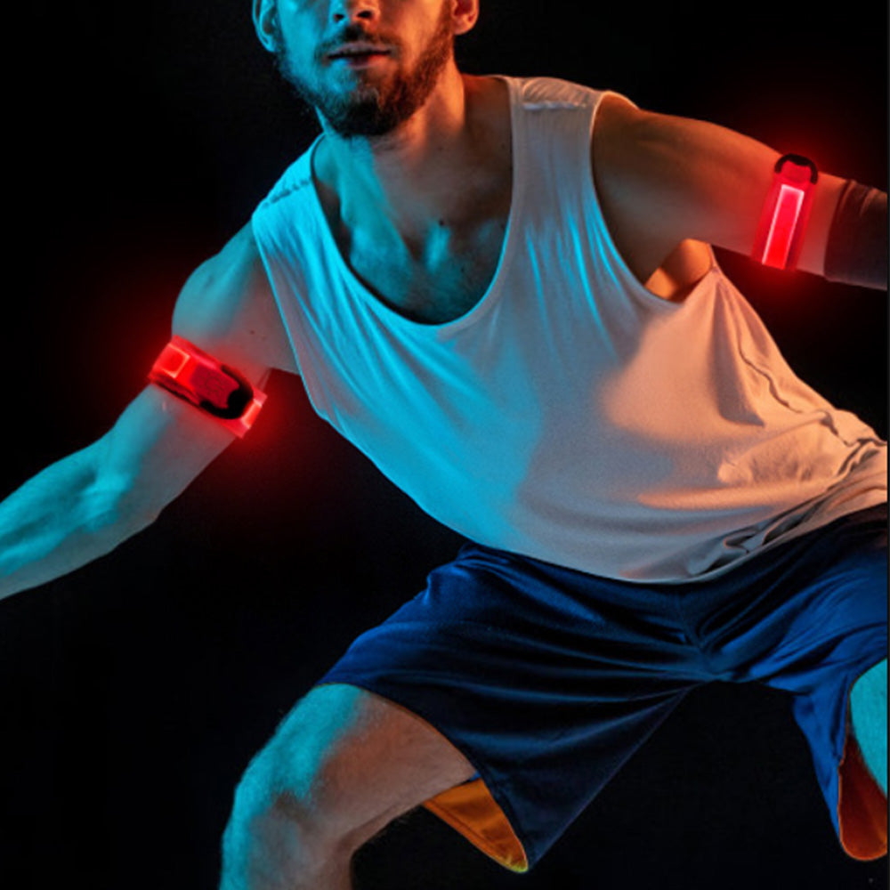 2Pcs Rechargeable  Glowing Bracelet LED Slap Wristband Night Running Security Armband Strap Red