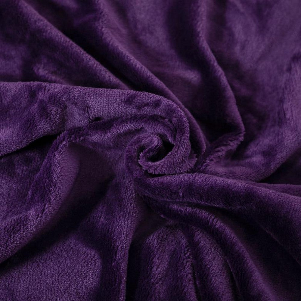 Soft Double-Sided Throw Blanket  Fuzzy Warm Reversible Blanket for Couch Bed Sofa Purple