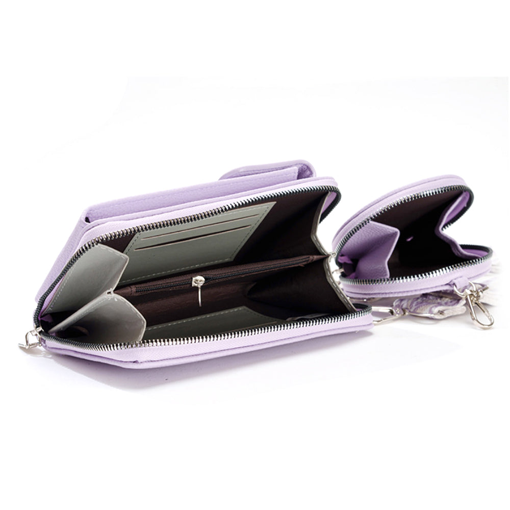 PU Leather Cell Phone Purse Women Small Crossbody Bags Cellphone Wallet Purple