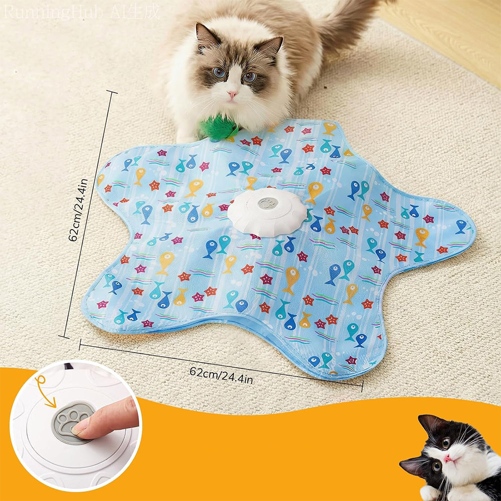 Interactive Cat Toy with Hide and Seek Feather-Blue