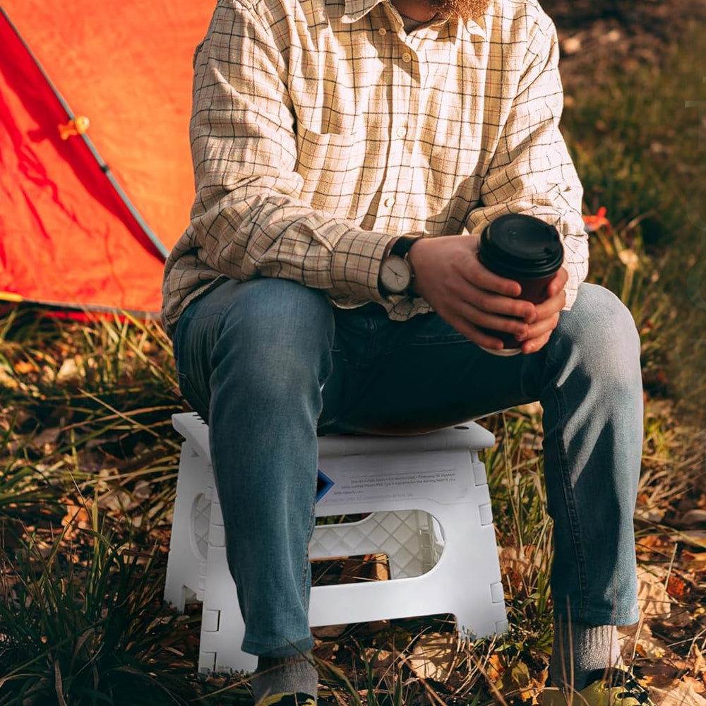 Folding Step Stool Portable Lightweight Stool for Adult Kids White
