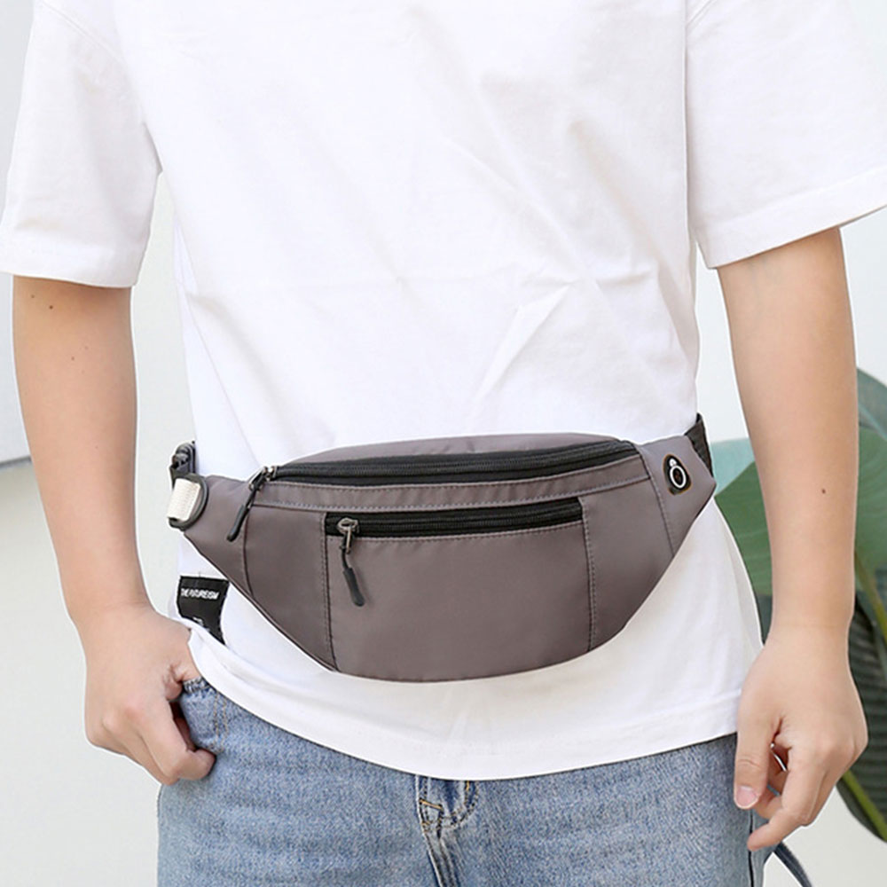 Unisex Waist Fanny Pack Multi-Pockets Running Bum Bag Gray
