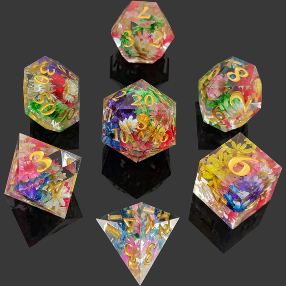 7Pcs Set DND Dice Resin Dice Table Games Accessories Style 4