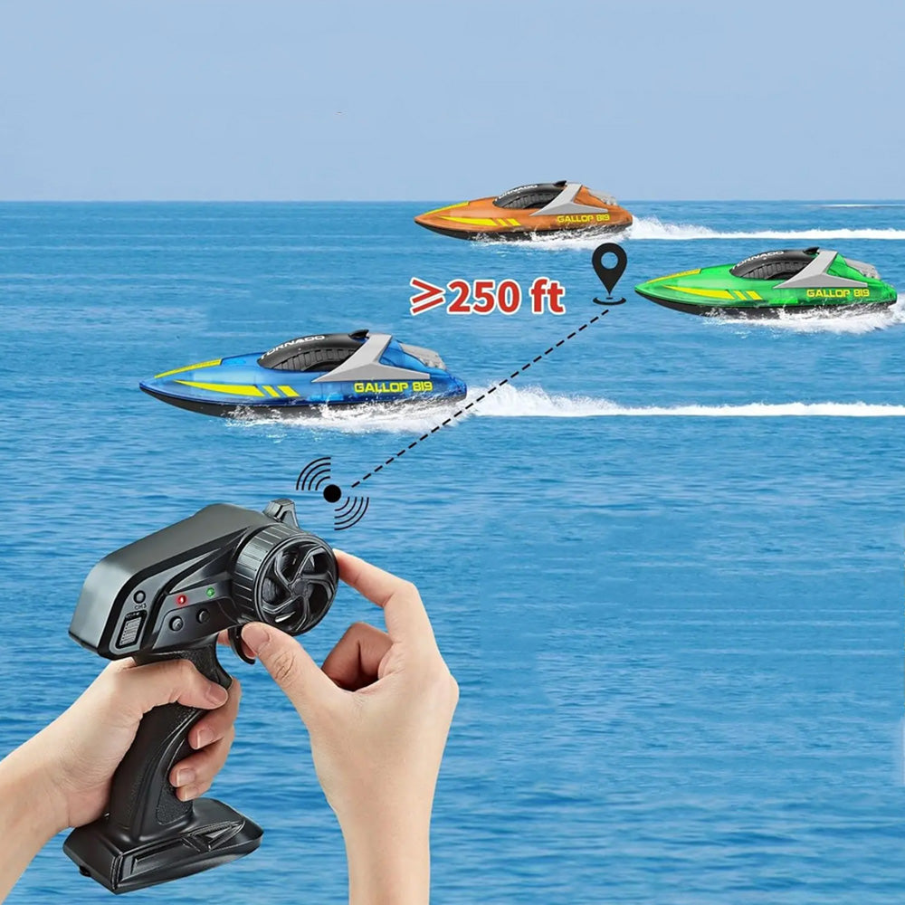 Remote Control Boat with Color LED Lights for Pool Lake - Blue