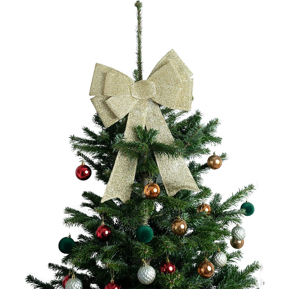 Christmas Bows Light Up Large Double Layer Ribbon Bow Xmas Door Decoration Home Decor-Gold