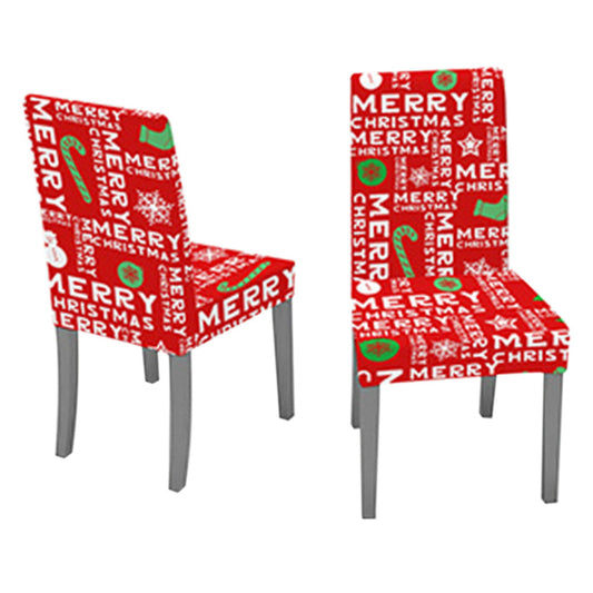 2Pcs Set Christmas Dining Chair Covers Stretch Xmas Chair Slipcovers Protector Washable Holiday Party Decor Style 2