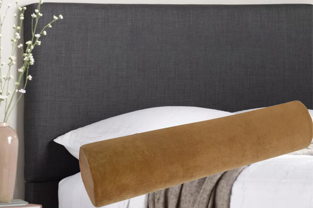 Natural Latex Body Pillow Springy Long Leg Pillow Cover Included for Sleeping-Coffee Brown