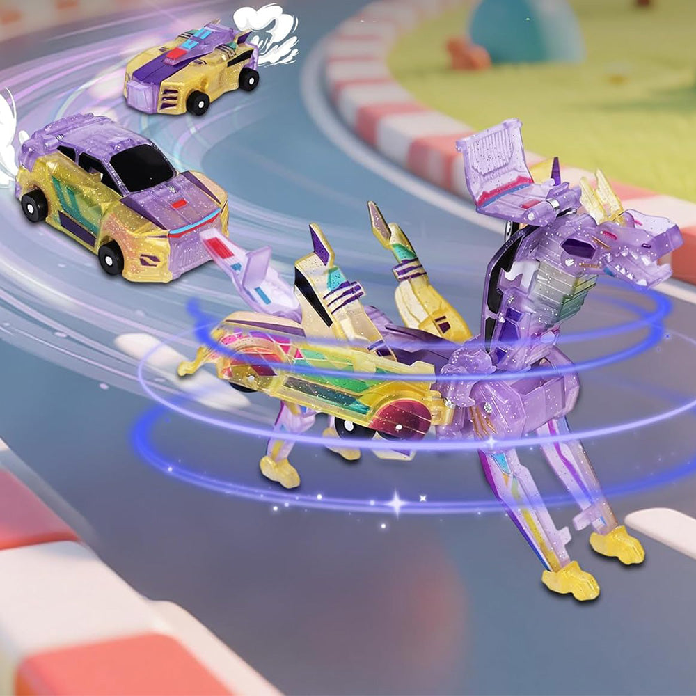 Collision Dinosaur Car Toy Magnetized Vehicles Transform into Dinosaurs for Kids Purple
