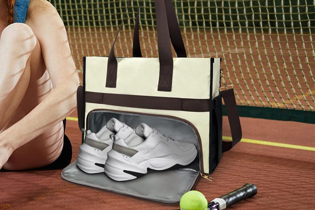 Lunch Tote Bag With Insulated Lunch Box Compartment For Travel And Leisure-Beige