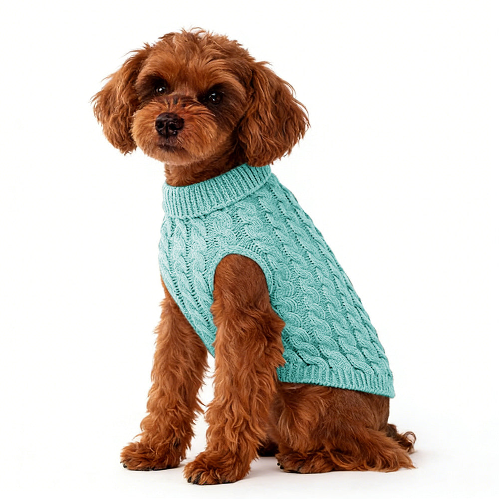 Puppy Dog Jumper Winter Warm Knitted Sweater Pet Clothes for Small Dogs Coat -Blue