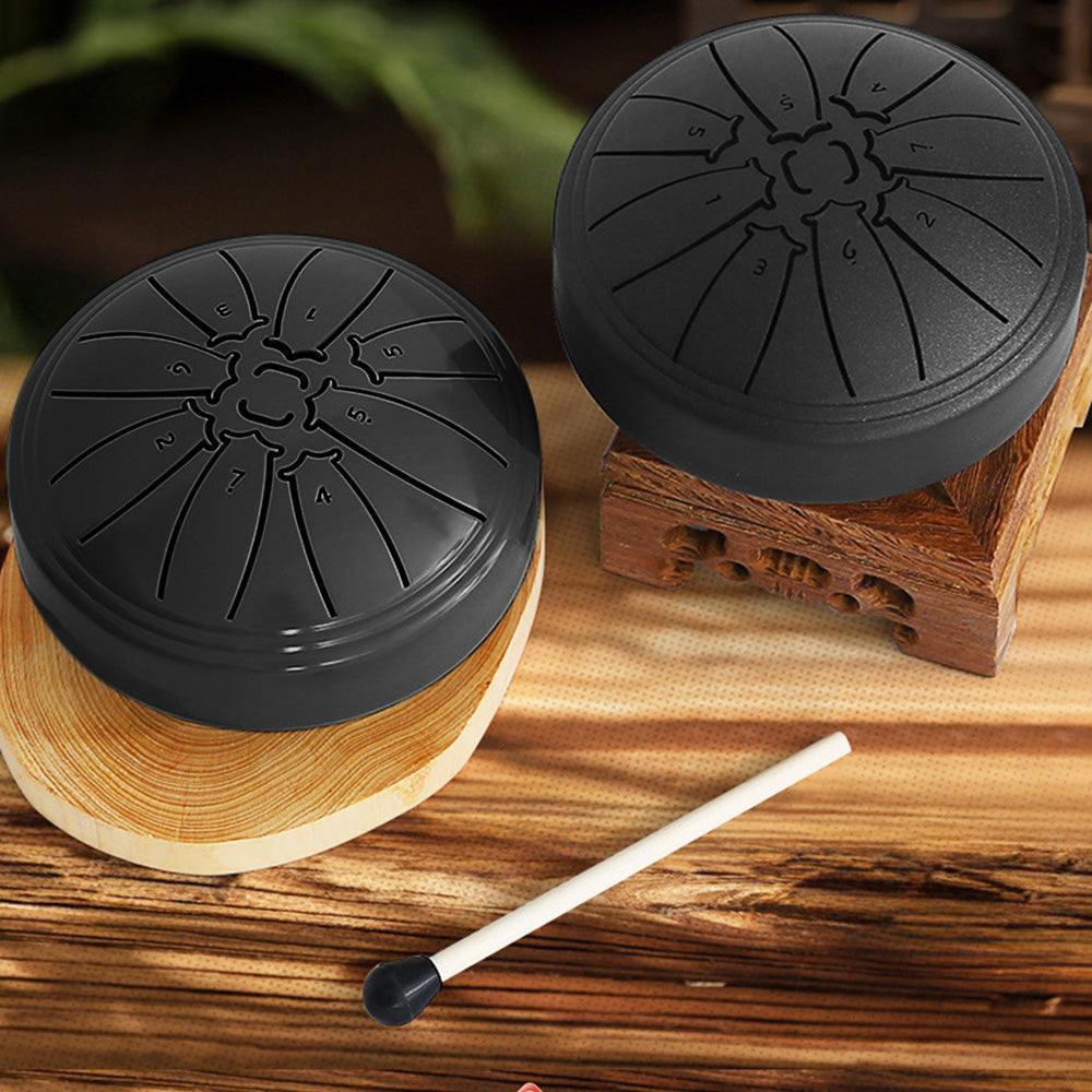 4 Inch Tongue Drum 8-Note Handpan Drum with Drumsticks and Music Book for Early Musical Education Zen Meditation Black