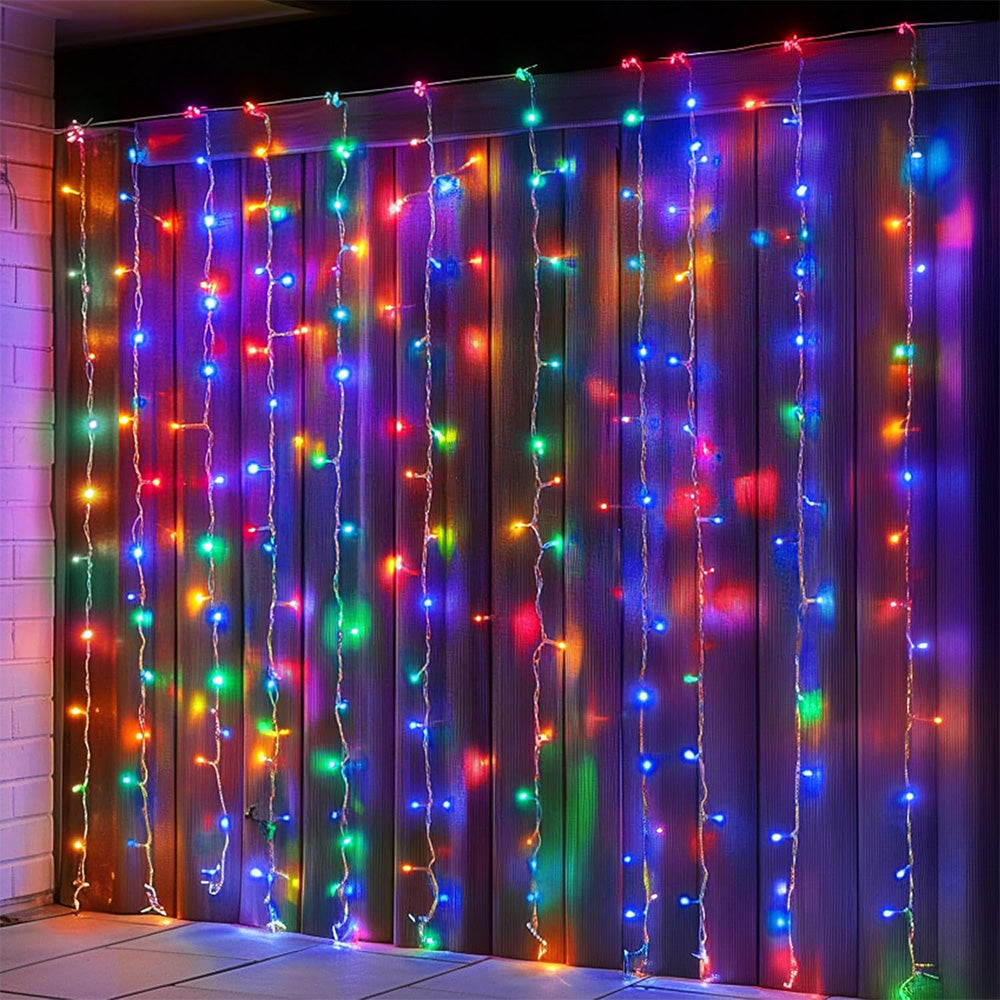 Solar Fairy Curtain Lights ¨C Christmas Hanging String Lights for Window Backdrop Multicolor