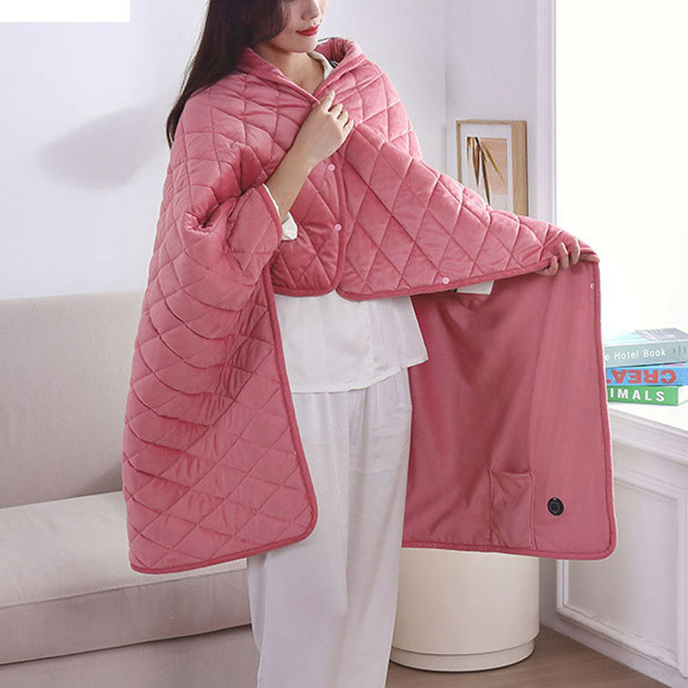 140x100cm Electric Blanket 3 Heat Settings USB Heated Blanket Wearable Pink