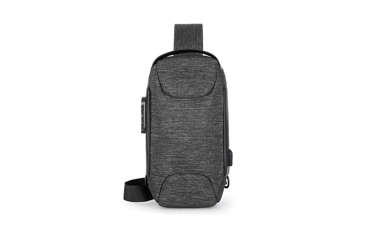 Travel Waterproof Anti-Theft Sling Chest Bag Backpack With USB Charge Port-Dark Gray