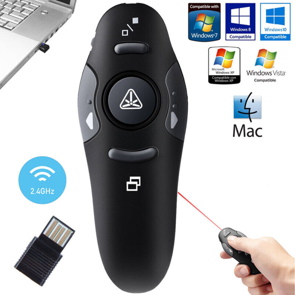 Wireless Laser Presentation Clicker Pointer USB PPT Flip Pen Remote Control for Teacher Lecturer Professor Scholar