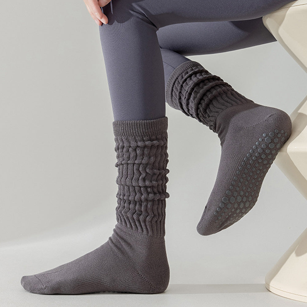 3 Pairs of Non-Slip Grips Yoga Socks Anti-Skid Knee-High Socks for Pilates Barre Dance Style 3