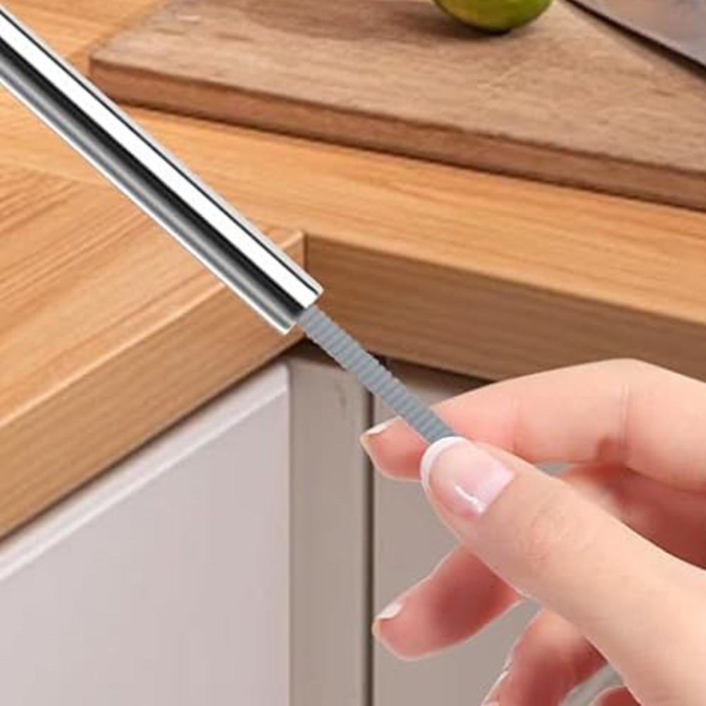 2Pcs Silicone Straw Cleaner Brushes Reusable Straw Cleaner with Bendable Steel Core Gray