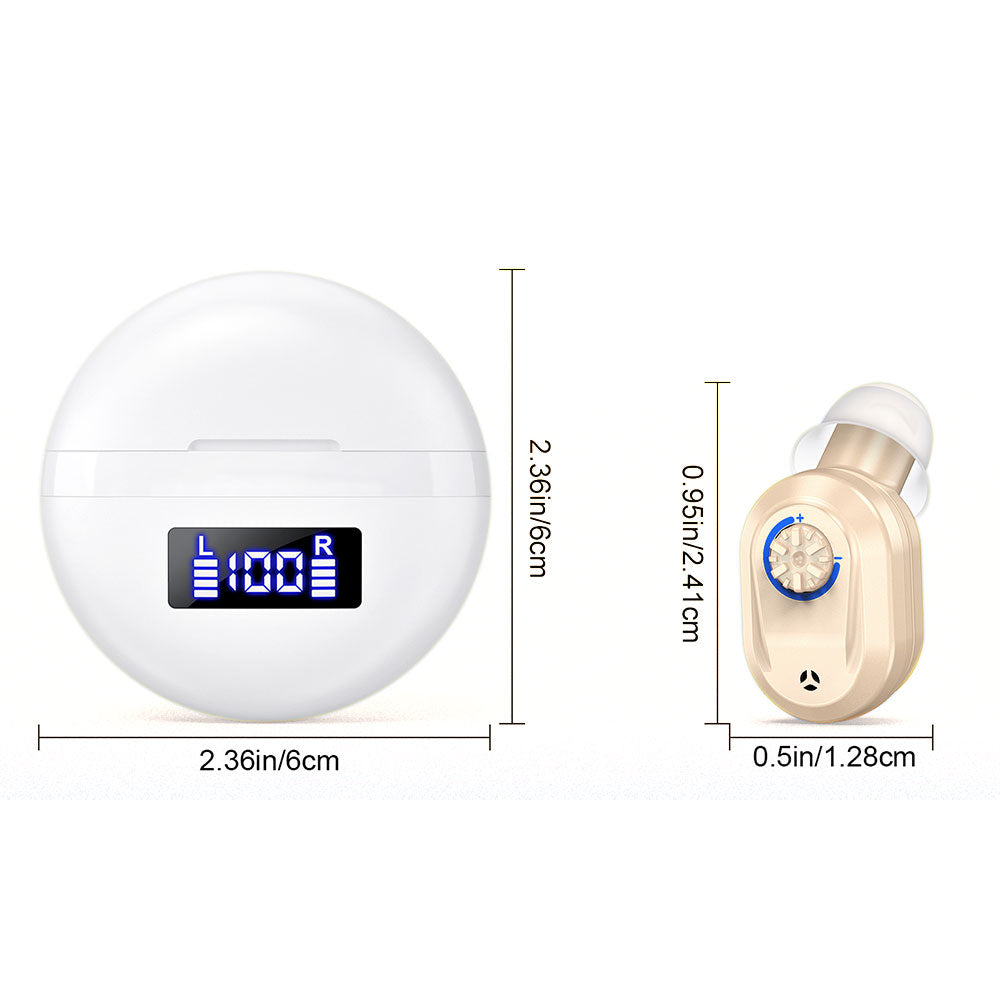 Pair of Invisible Digital Hearing Aids Rechargeable Mini Sound Enhancer Amplifier with Charging Case Style 2