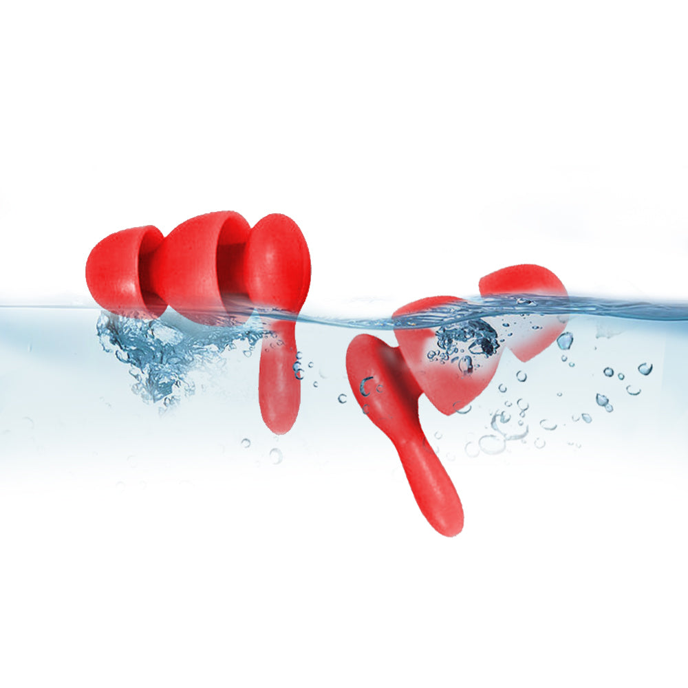 Set of 2 Pairs of Silicone Noise Reduction Earplugs Swimming Sleeping Hearing Protection Earplug Red