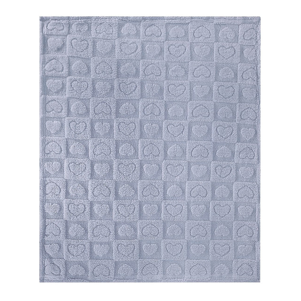 Cozy Fleece Blanket Heart Checkered Blanket for Sleeping Napping Blue