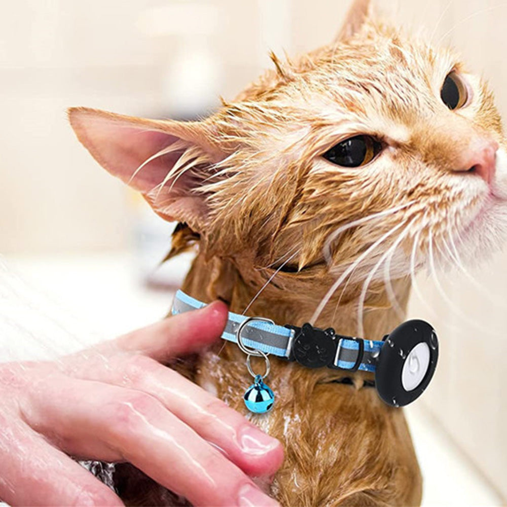 Reflective Cat Collar Compatible with Apple Airtag Adjustable Airtag Holder for Cat Dog Kitten Puppy Blue