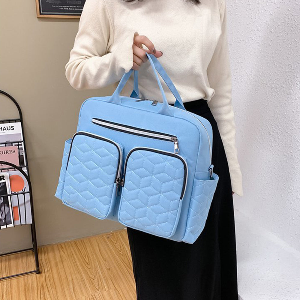 Large Mummy Bag Multi-Pocket Travel Nappy Tote Shoulder Bag Sky Blue