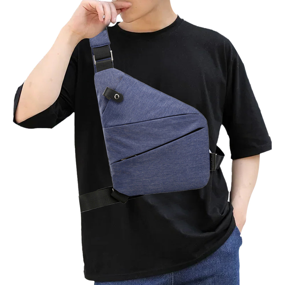 Men Anti-Theft Chest Pack Left Shoulder Sling Bag Travel Crossbody Bag Blue