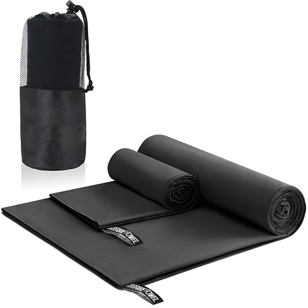 3Pcs Set Microfiber Beach Towels Quick-Dry Beach Swimming Towel for Travel Fitness Outdoor Activities Black