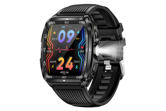 Military Smart Watch for Men Heart Rate Sleep Monitor IPX8 Waterproof for Android iOS -Black and White