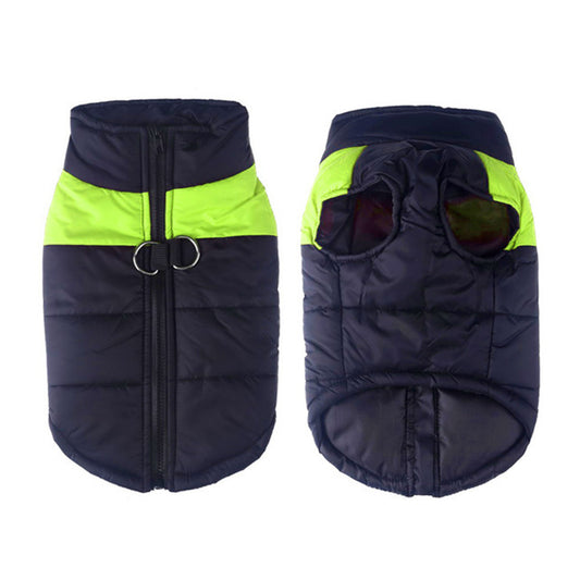 Windproof Waterproof Dog Winter Coat Jacket Warm Dog Vest Cold Weather Apparel-Green