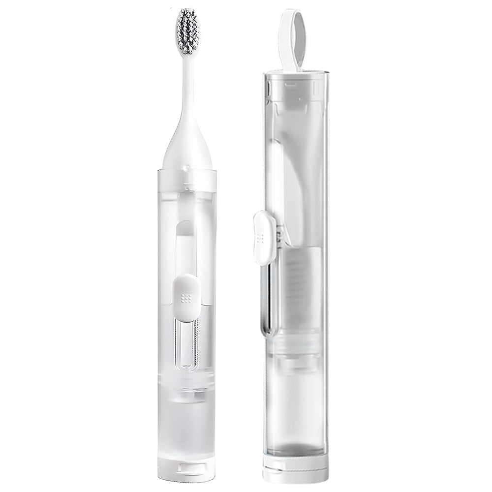 2Pcs Travel Toothbrush with Built-in Toothpaste Container Kit Foldable Toothbrush for Camping Trip