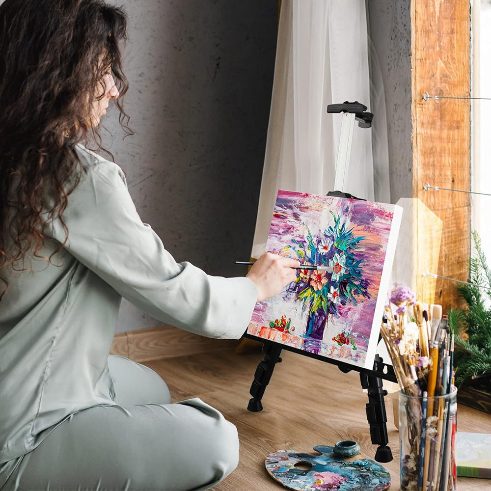 168cm Adjustable Art Painting Easel Stand Aluminum Metal Tripod for for Table-Top Floor Drawing and Displaying