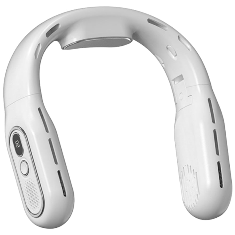 Portable Bladeless Neck Fan Foldable Hands Free Air Cooling Fan Rechargeable White