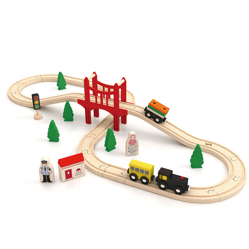 Wooden Train Set with Tracks ¨C Expandable and Changeable for Girls and Boys 6 Years Old Style 1