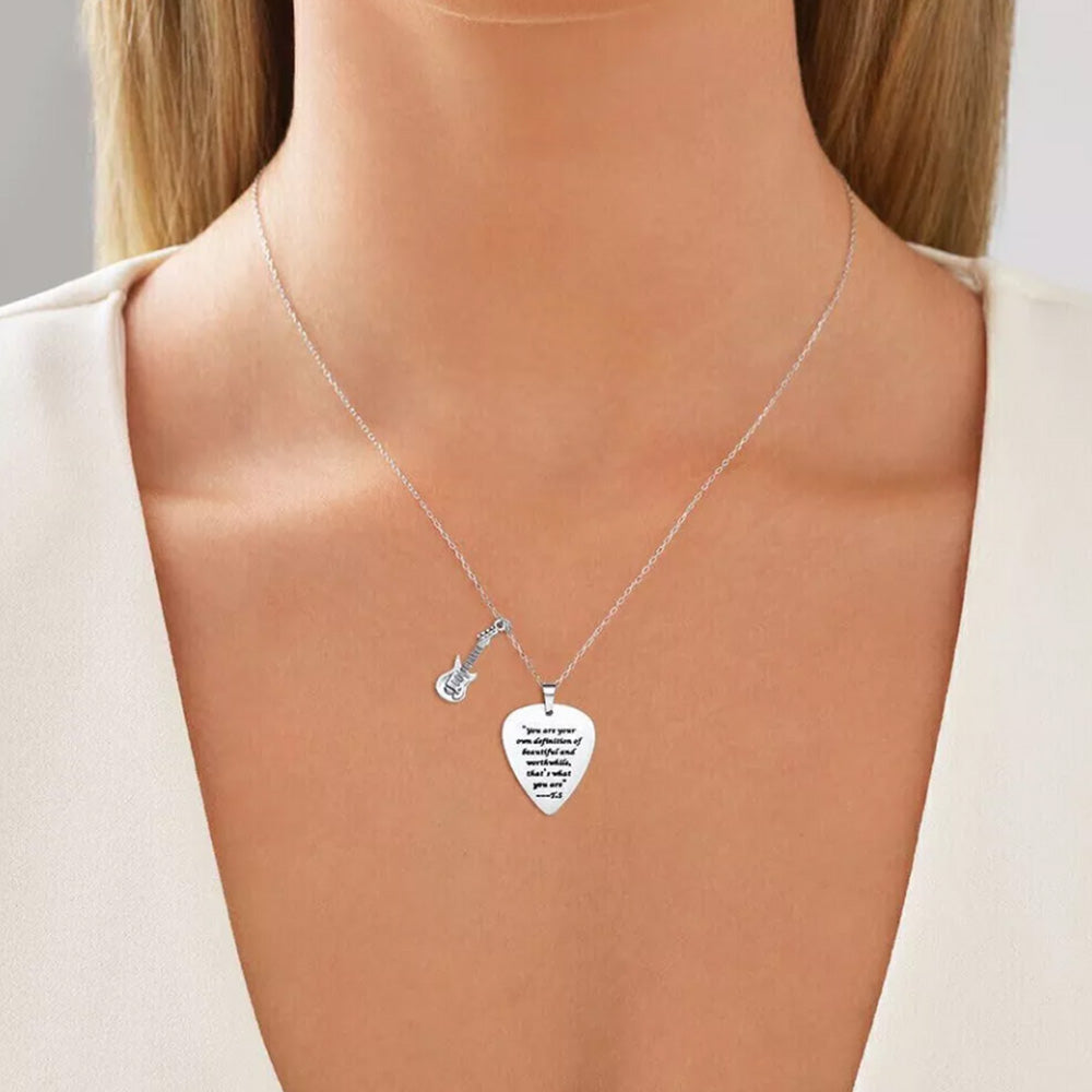 Guitar Pick Necklace Stainless Steel Taylor Inspired Jewelry Accessories Style 2