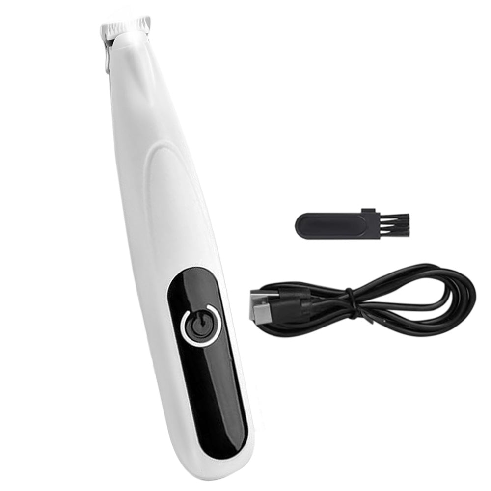 Cordless Pet Paw Trimmer with LED Light Rechargeable Grooming Tool for Dog Cat White