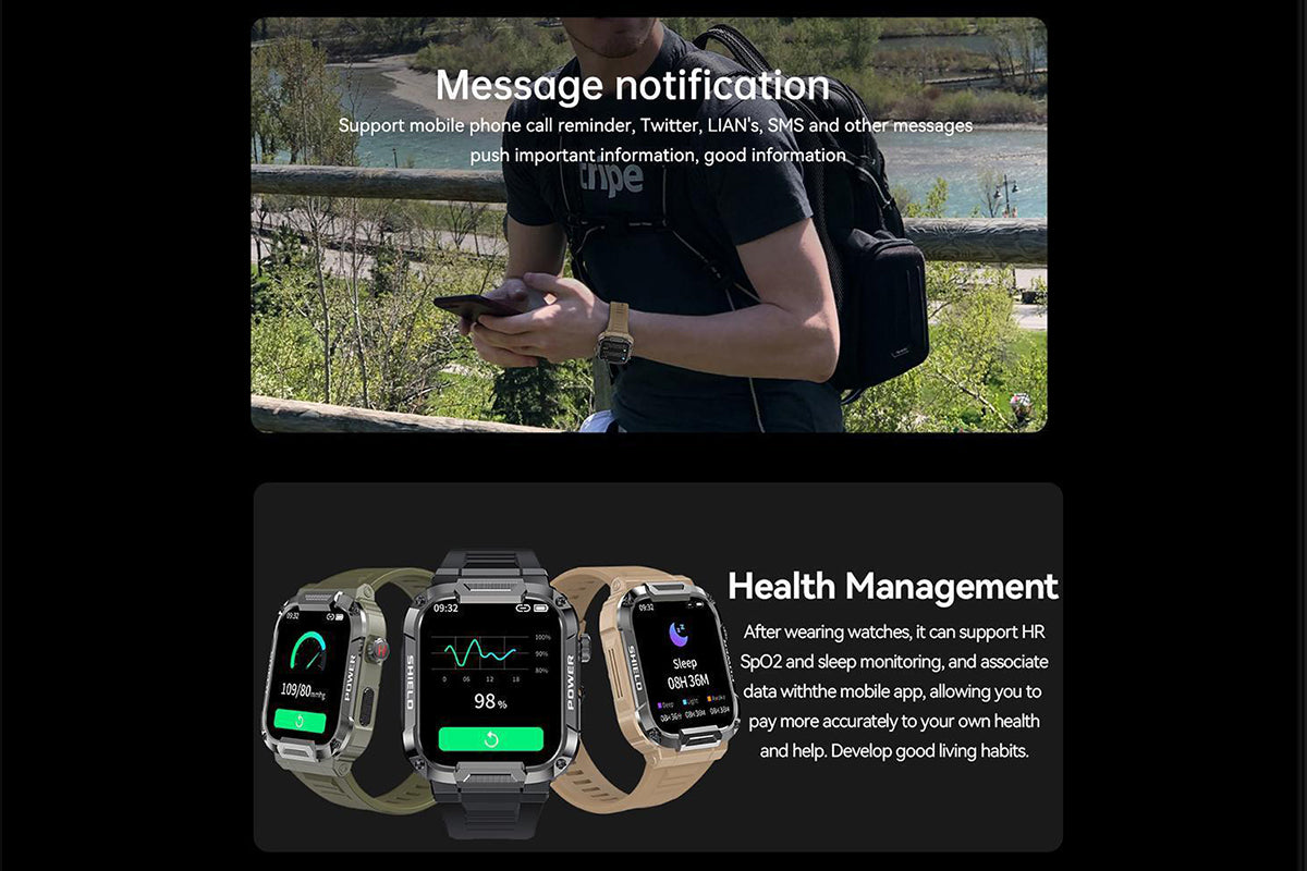 Smart Watch Touch Screen Sports for Men Heart Rate Monitor-Yellow