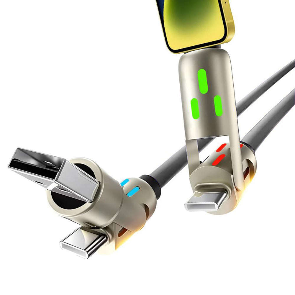 240W 4 in 1 Charging Cable For Apple Android Lightning Cable USB Type-C Gray
