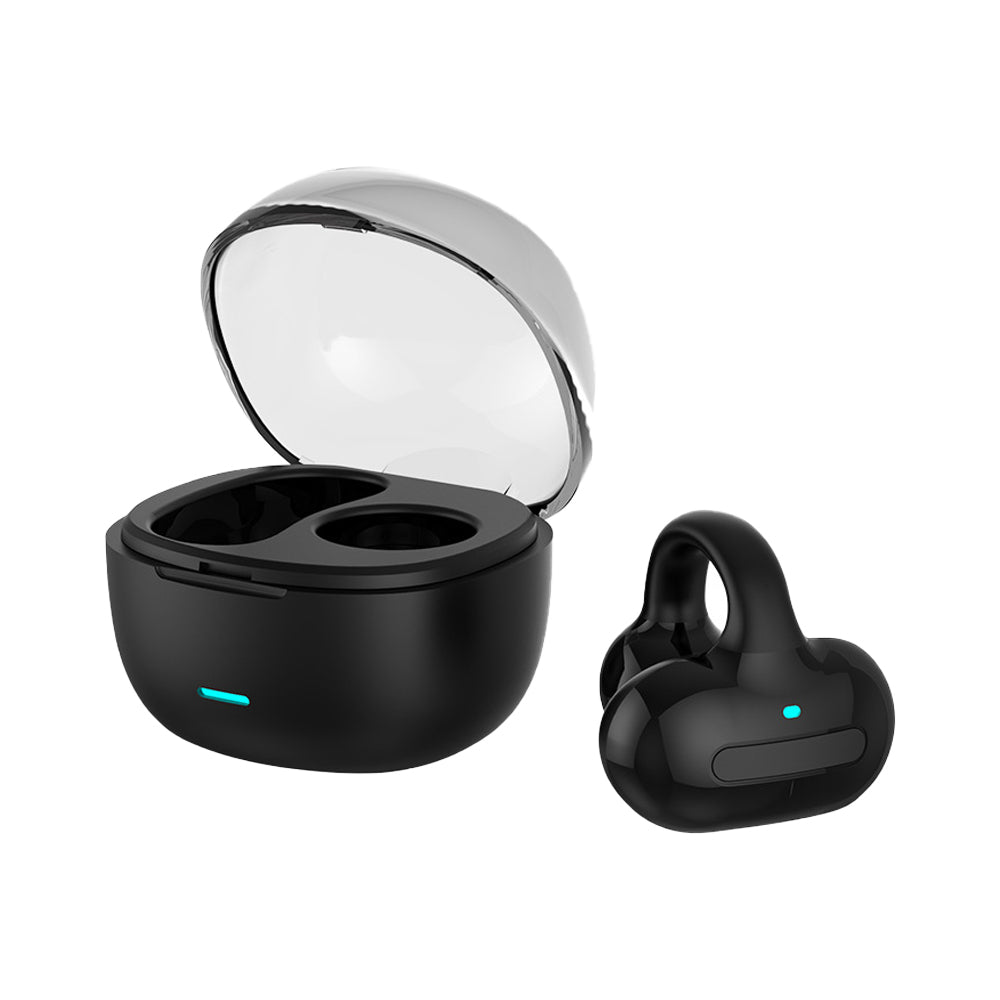 MG8 Wireless Bluetooth 5.2 Single Earphone Ear-clip Headphones TWS Sports Earbuds with Charging Case Black