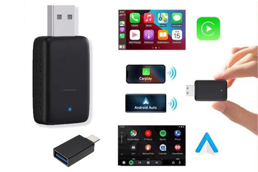 2-in-1 Wireless CarPlay and Android Auto Adapter Plug and Play for iPhone Android